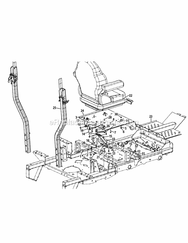 Seat Assembly Diagram and Parts List for S6032-D 53AY8DU6050 Cub Cadet Sprayer